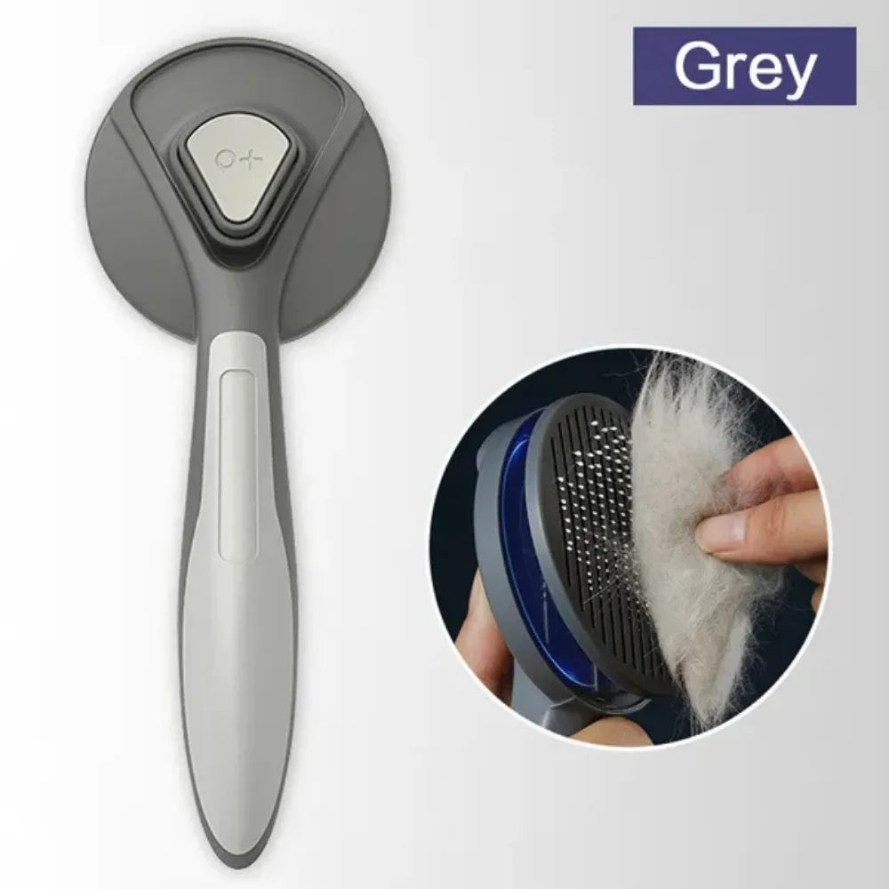 Dog - Cat Comb, Self Cleaning Brush with Curved Needle Teeth