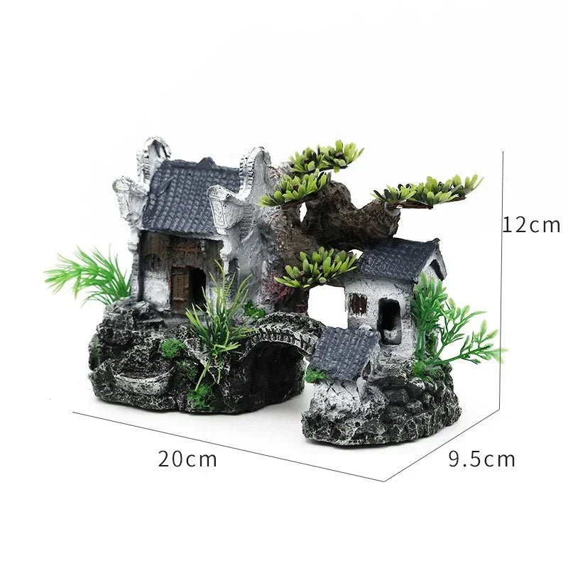Aquarium Ornament Fish Tank Landscape House Model