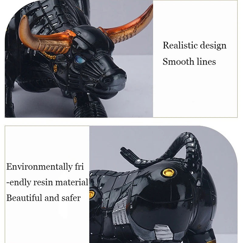 Black Bitcoin Bull Animal Statue And Figurines for Living Room or Desk