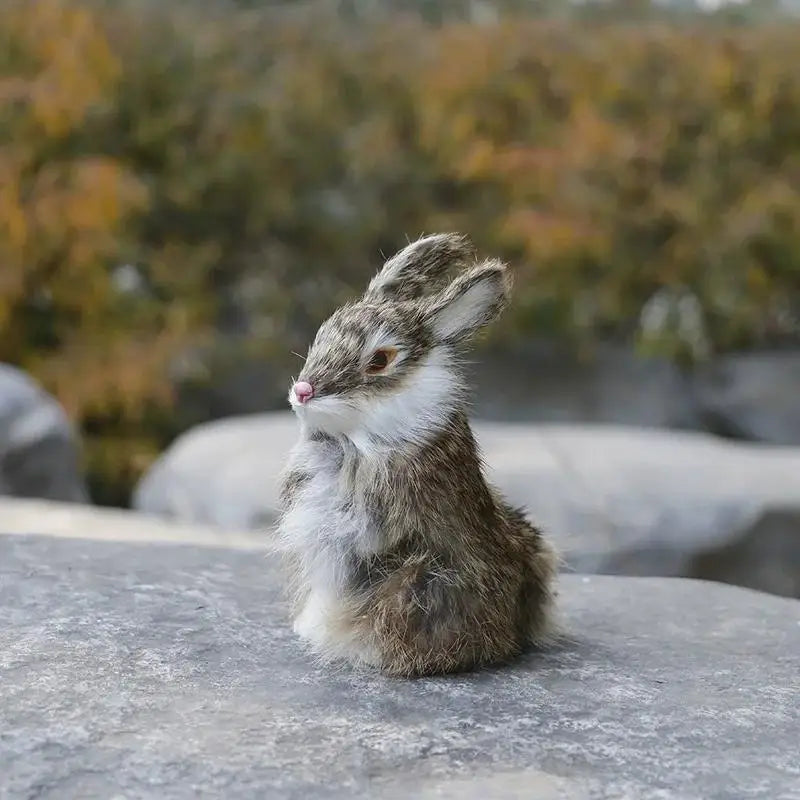 14CM Simulated Rabbit Animal Model Rabbit Home Decoration Crafts Animal Fake Rabbit Fur Handicrafts Gifts Figurines Miniatures