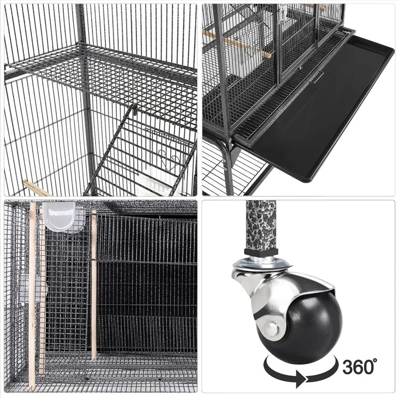 69-Inch Extra Large Metal Cage for Mid-Sized Parrots Cockatiels Parakeets Lovebirds Budgie Finches