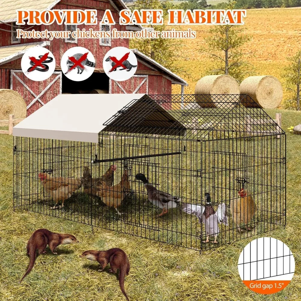 130”x 40”x 40” Portable Walk-in Poultry Cage, with 4 Doors & 1 Window