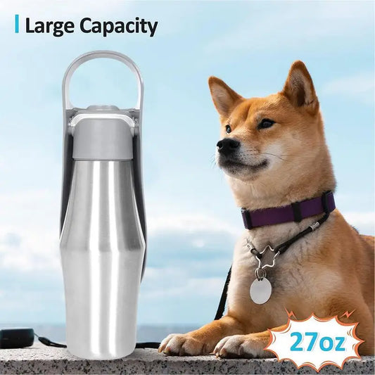 27 oz Stainless Steel Travel 2 In 1 Water Bottle/Bowl For Travel ,Outings, Camping