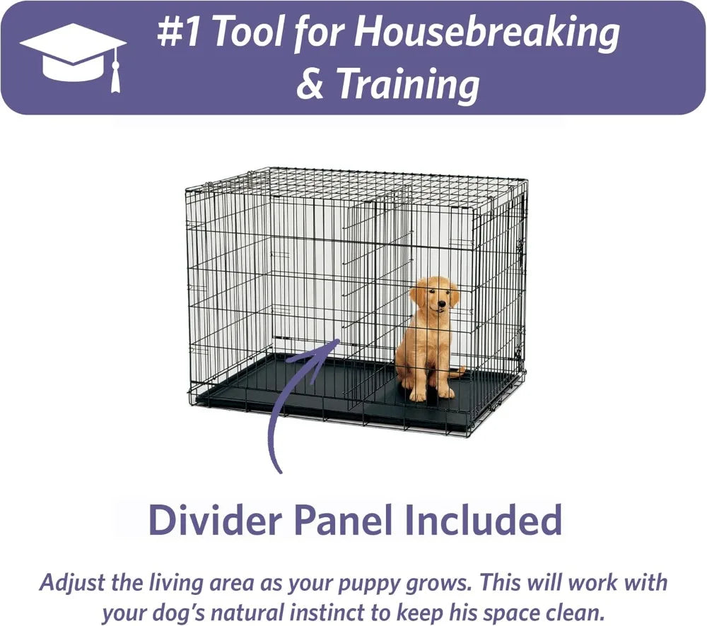 Crate with Divider Panel, Leak-Proof – Metal Wire , Small Breeds