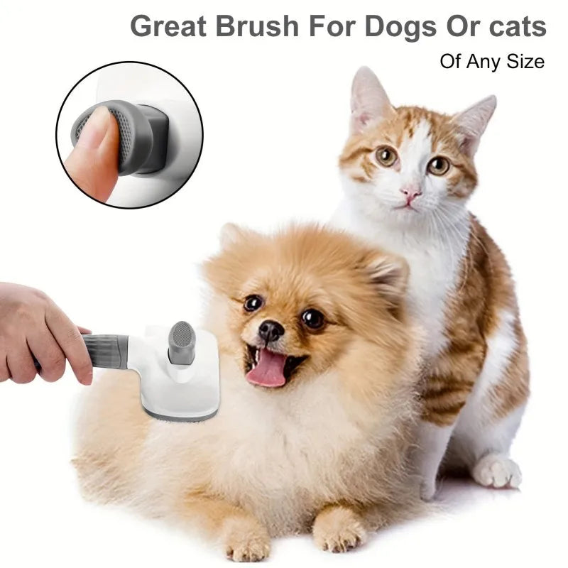 2-in-1 Grooming Brush - Massaging Deshedder, Easy Cleanup