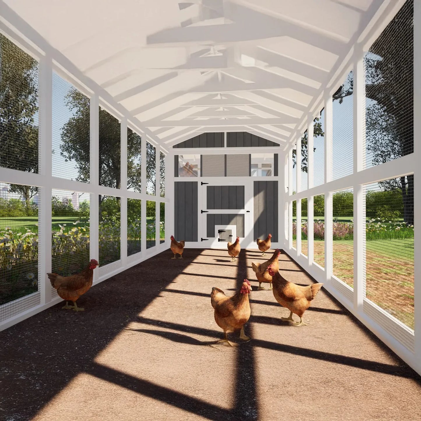 8ft x 32ft Large Chicken Coop Plans with 24ft Run – DIY Hen House for 24 Chickens ( Printed plans )