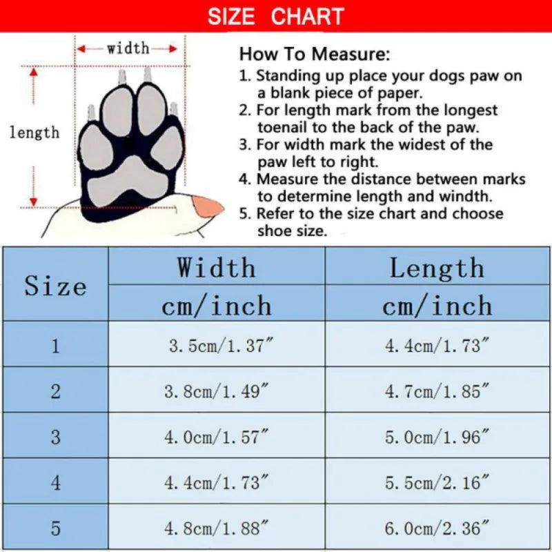 Snow Boots Waterproof Small Dogs Non Slip For ChiHuaHua Teddy Pug 4Pcs