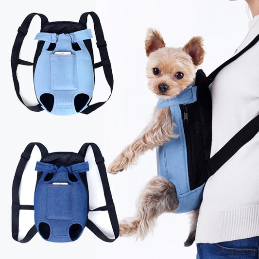 Denim Pet Backpack Outdoor Travel Dog or Cat Carrier