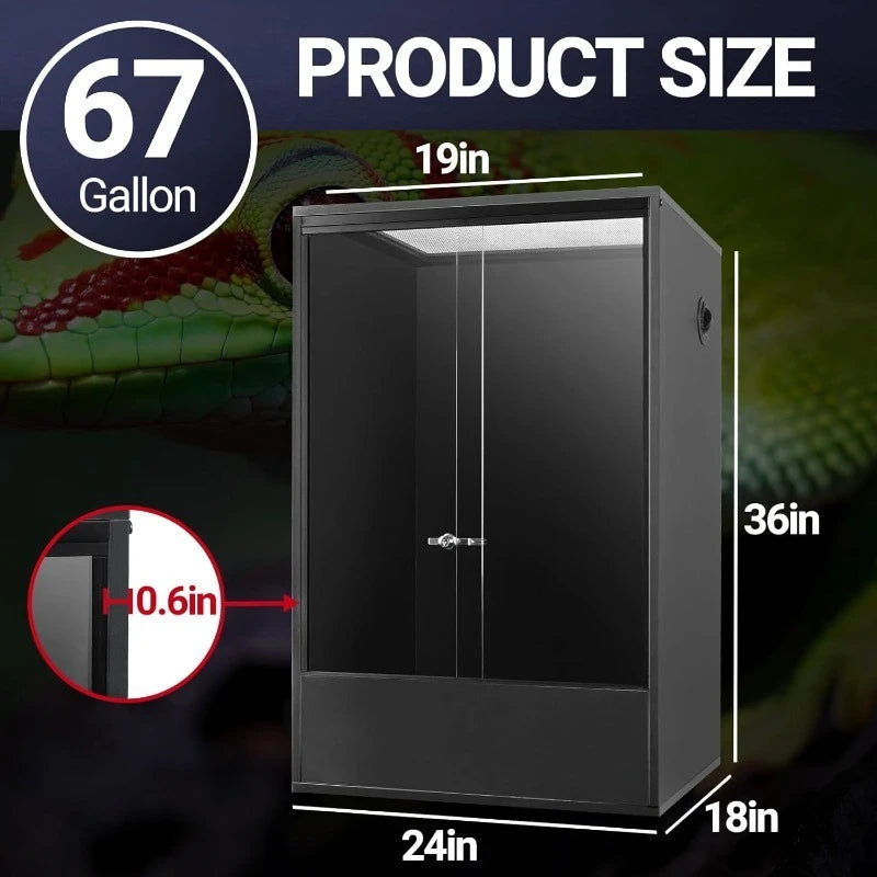 67 Gallon PVC, 24" x18”x36” Gecko Lizard Chameleon Frog Snake