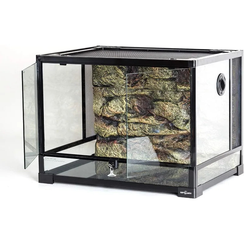 34 Gallon Large Glass Terrarium,Double Hinge Door Screen Ventilation