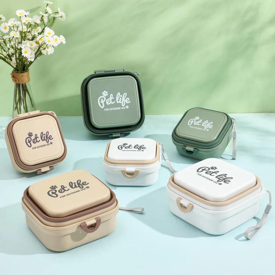 Portable Folding Pet Bowls - Outdoor Dog Feeder for Travel