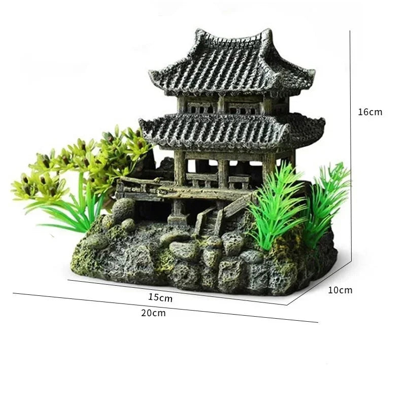 Aquarium Ornament Fish Tank Landscape House Model