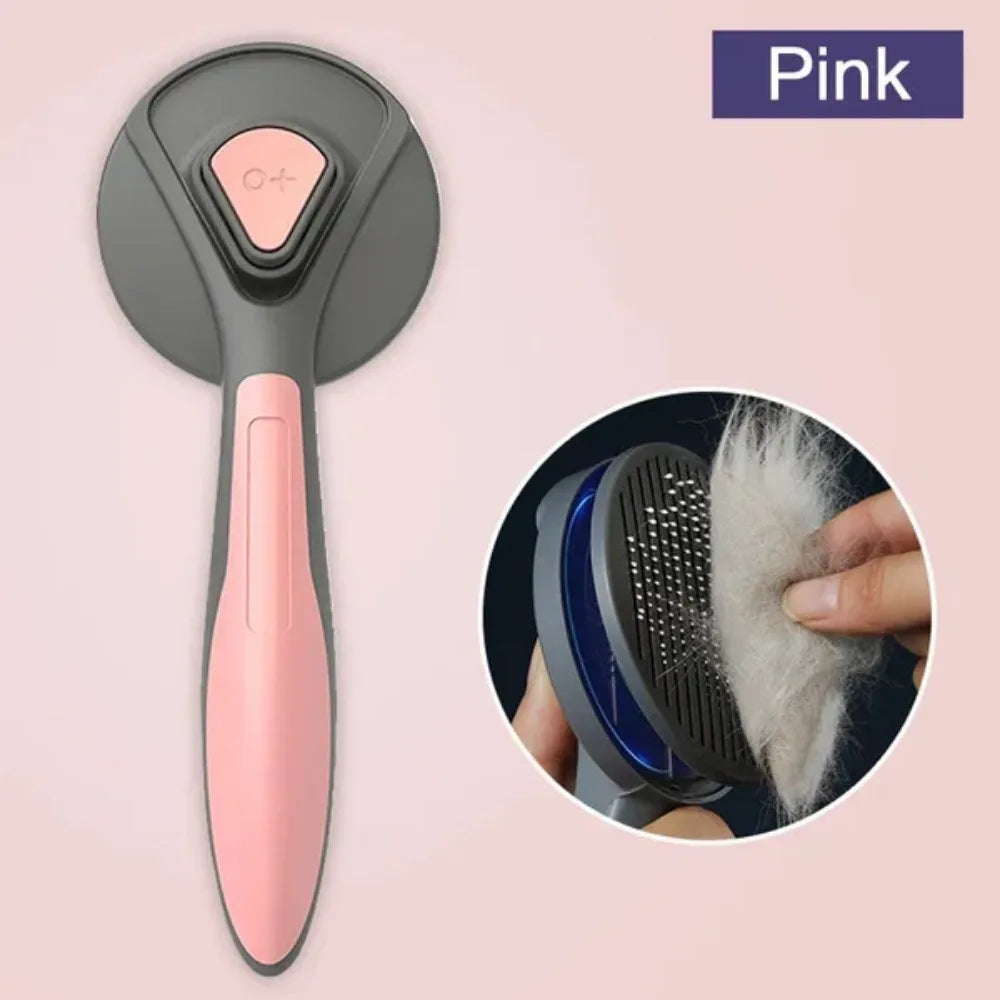 Dog - Cat Comb, Self Cleaning Brush with Curved Needle Teeth