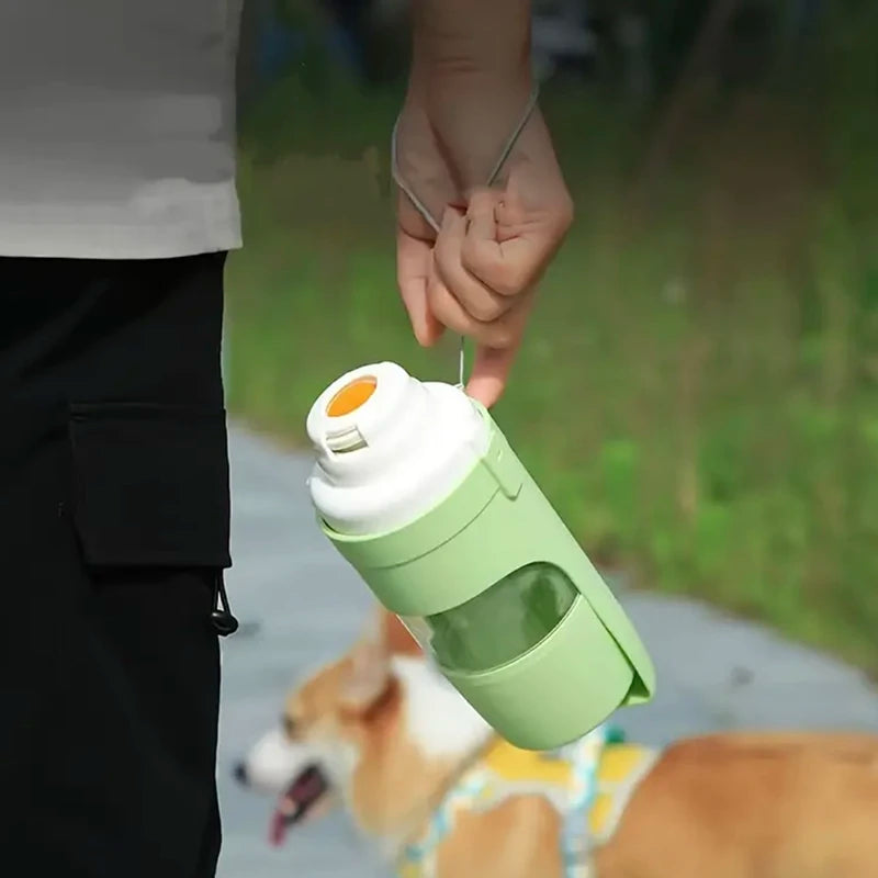 Portable Pet Travel Water Bottle with Food Container Foldable 2 in 1 Outdoor Bowl