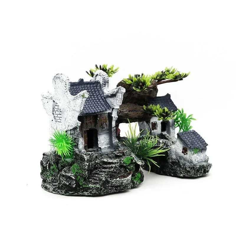 Aquarium Ornament Fish Tank Landscape House Model