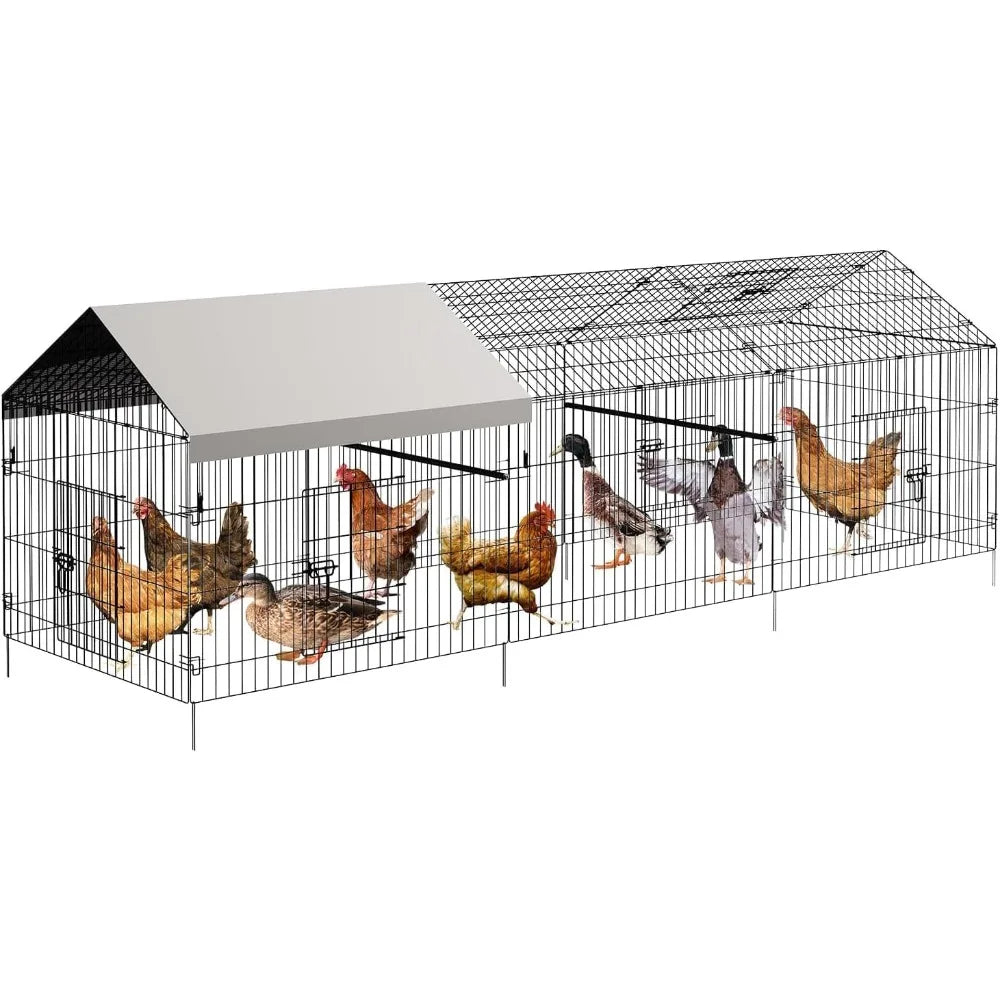 130”x 40”x 40” Portable Walk-in Poultry Cage, with 4 Doors & 1 Window