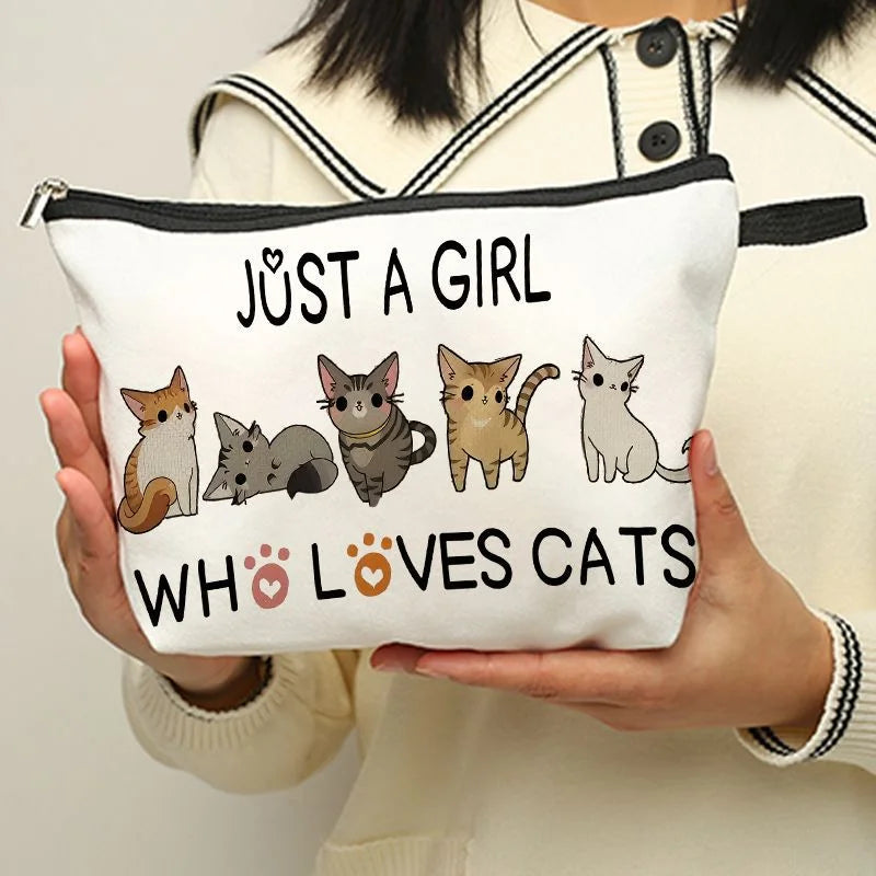 Travel Cosmetic Bag Portable Clutch with Cat Dog Animal Pattern