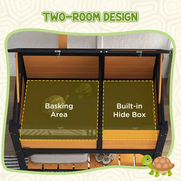 Tortoise Habitat with Shelf, Weather Protection, two rooms