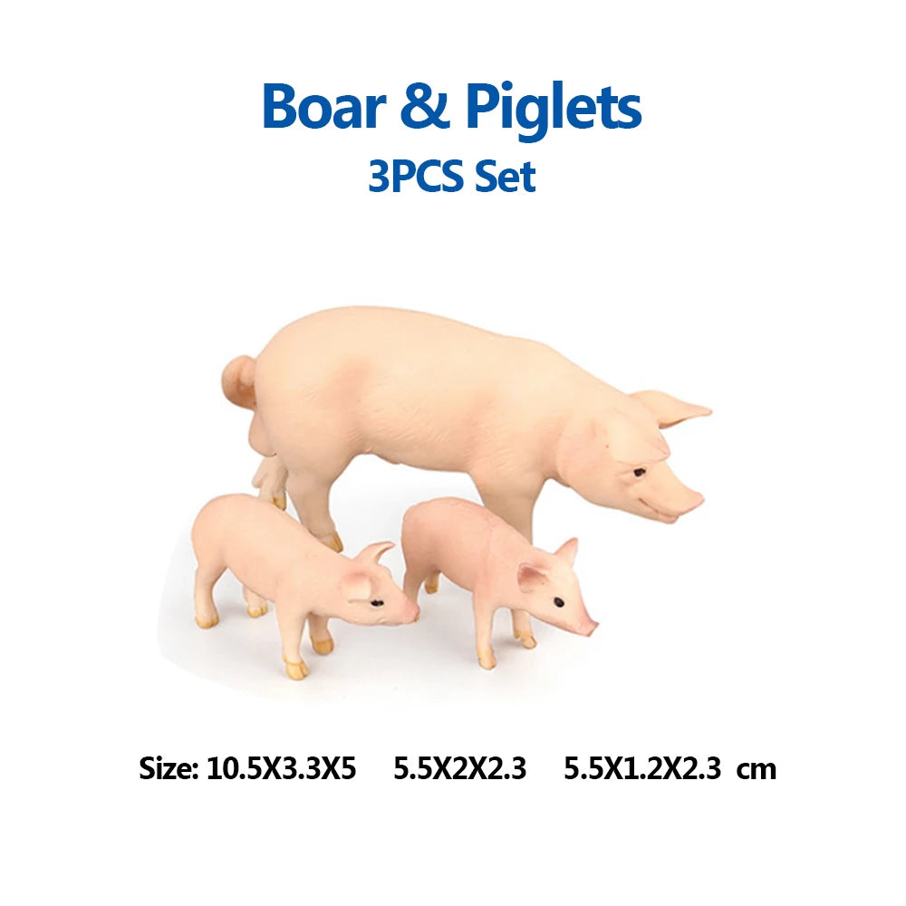 Toy Animals Figures Pig Sows Piglets Wild Boar Warthog Models Farm Animal figurines Action Figure Kids Gifts Children Toys Games