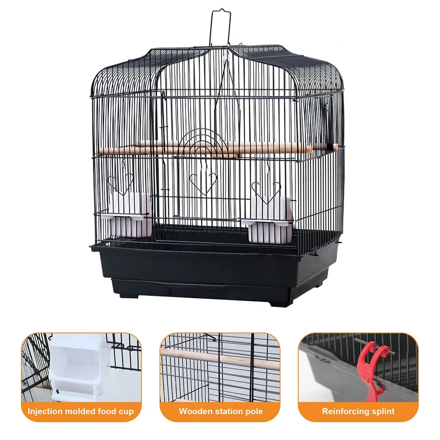 Travel Cage, Standing Pole, Food Container, Swing Cockatiels Parrots Canaries