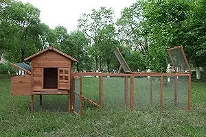 Large Wooden Chicken Coop with Nesting Box and Run, Suitable for 2-6 Chickens, Rabbit Hutch