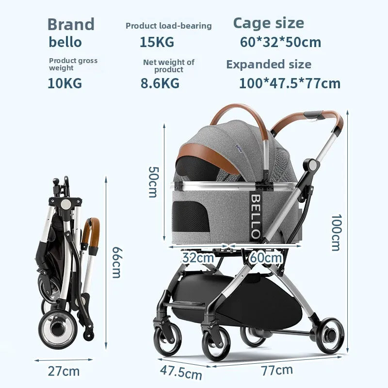 Travel  Foldable Trolley Stroller for Dogs & Cats