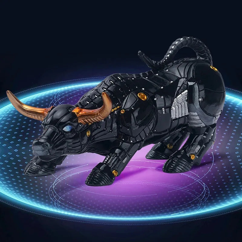 Black Bitcoin Bull Animal Statue And Figurines for Living Room or Desk