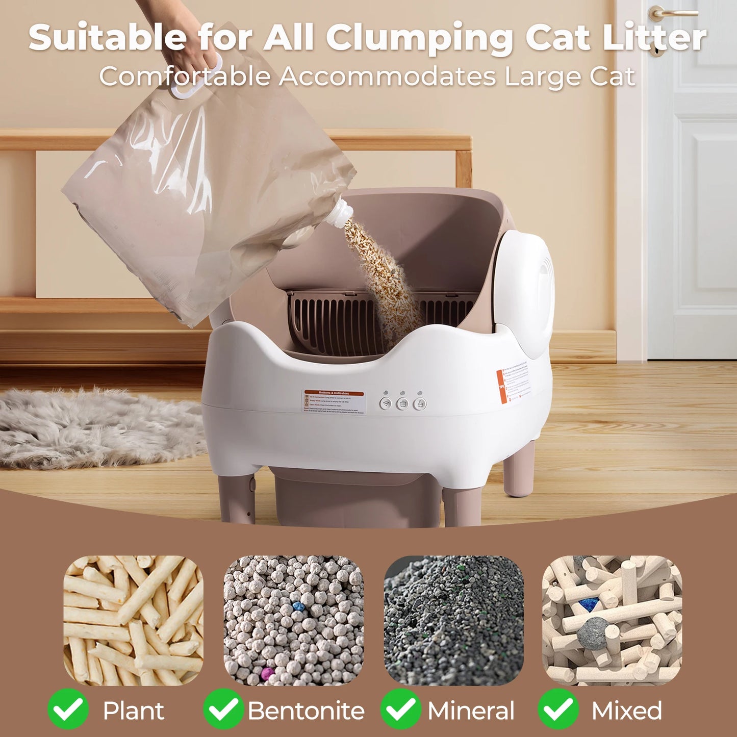 Self Cleaning Litter Box, with APP Control, Odor-Free