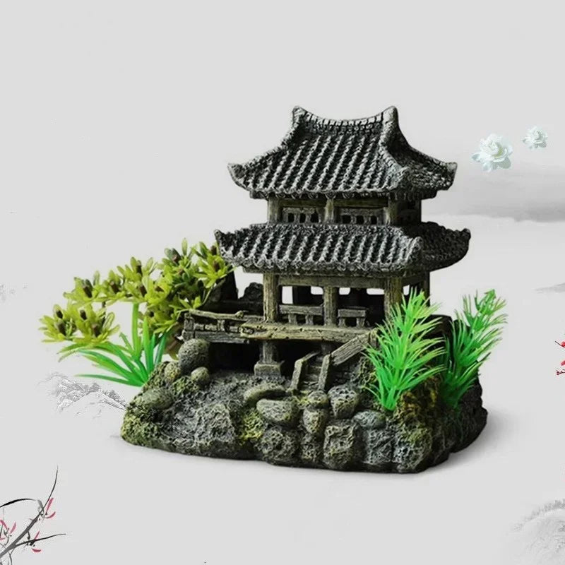 Aquarium Ornament Fish Tank Landscape House Model