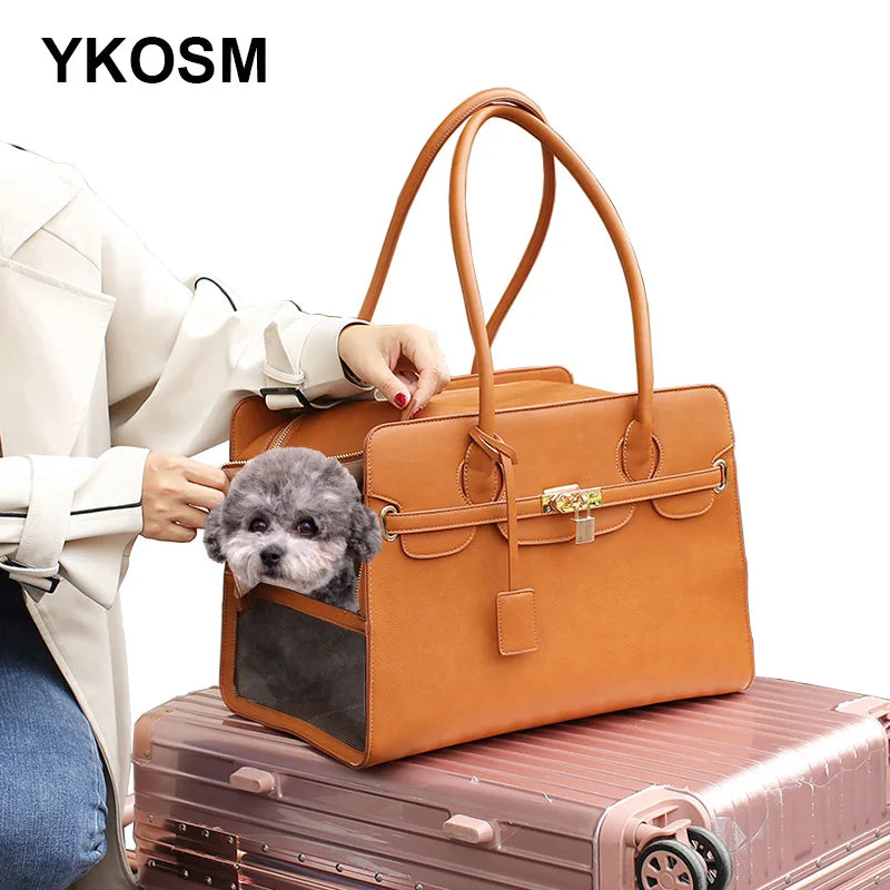 New Luxury PU Leather Pet Carrier Breathable Handbag