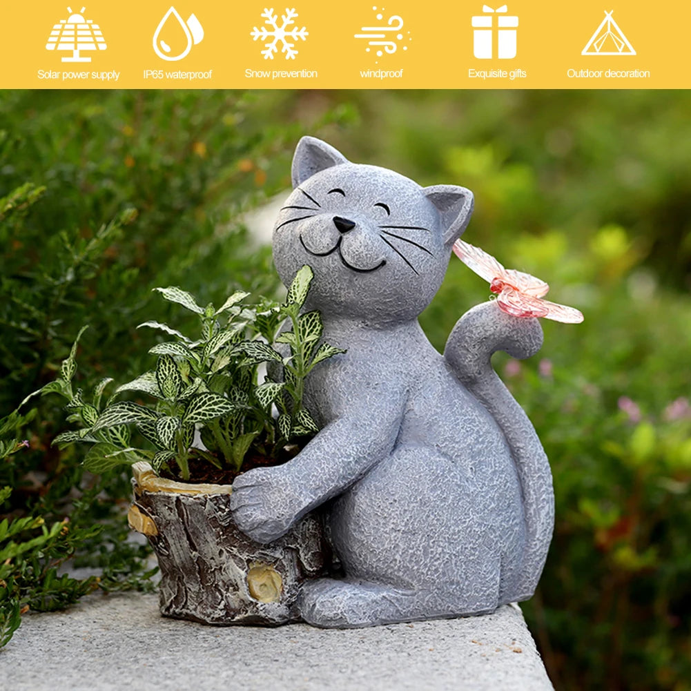 Solar Powered Animal Planter with Light Resin