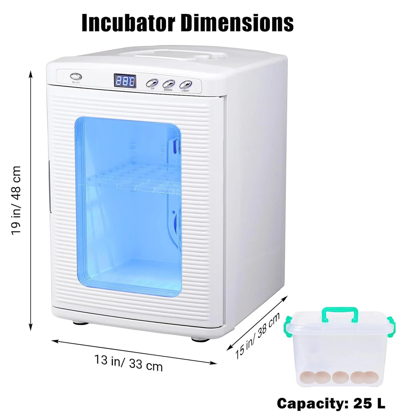 25 L Laboratory Incubator, Portable, Temperature Controlled 10°C-60°C,