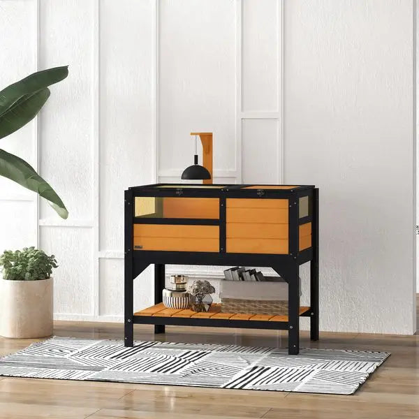 Tortoise Habitat with Shelf, Weather Protection, two rooms