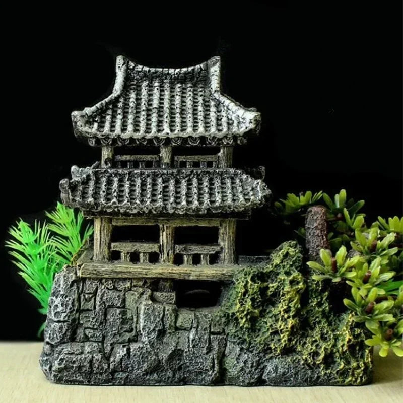 Aquarium Ornament Fish Tank Landscape House Model