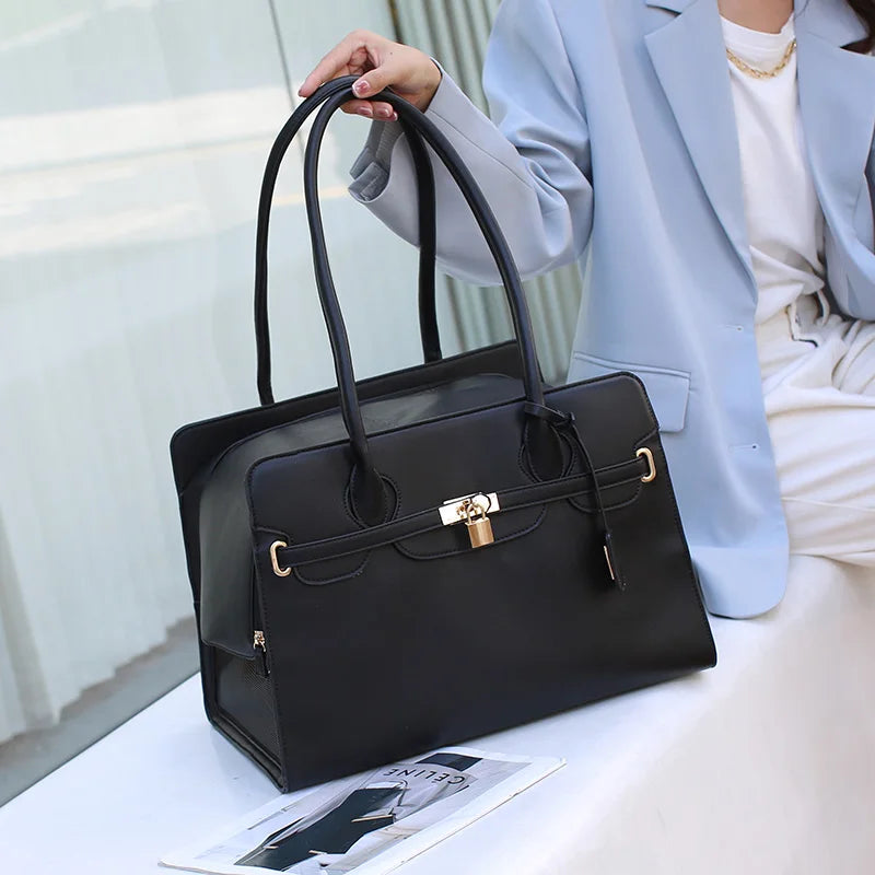 New Luxury PU Leather Pet Carrier Breathable Handbag