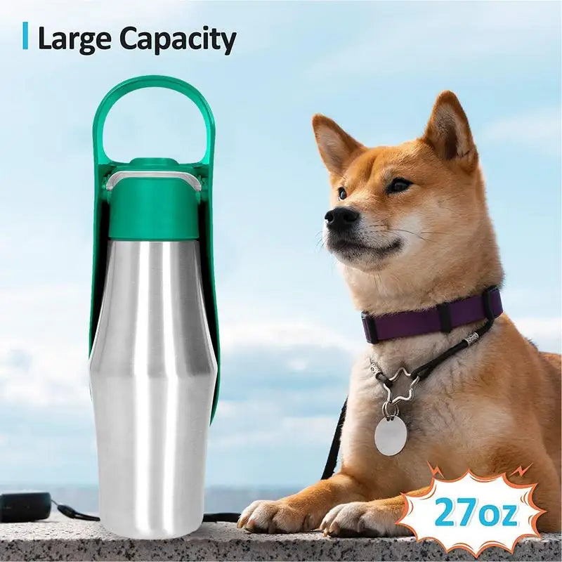 27 oz Stainless Steel Travel 2 In 1 Water Bottle/Bowl For Travel ,Outings, Camping