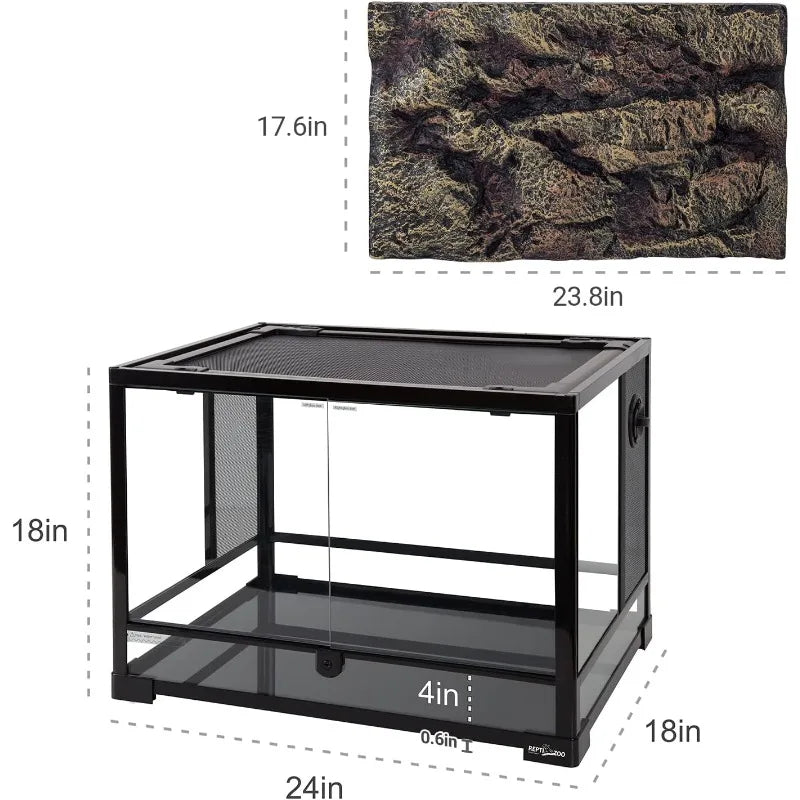 34 Gallon Large Glass Terrarium,Double Hinge Door Screen Ventilation