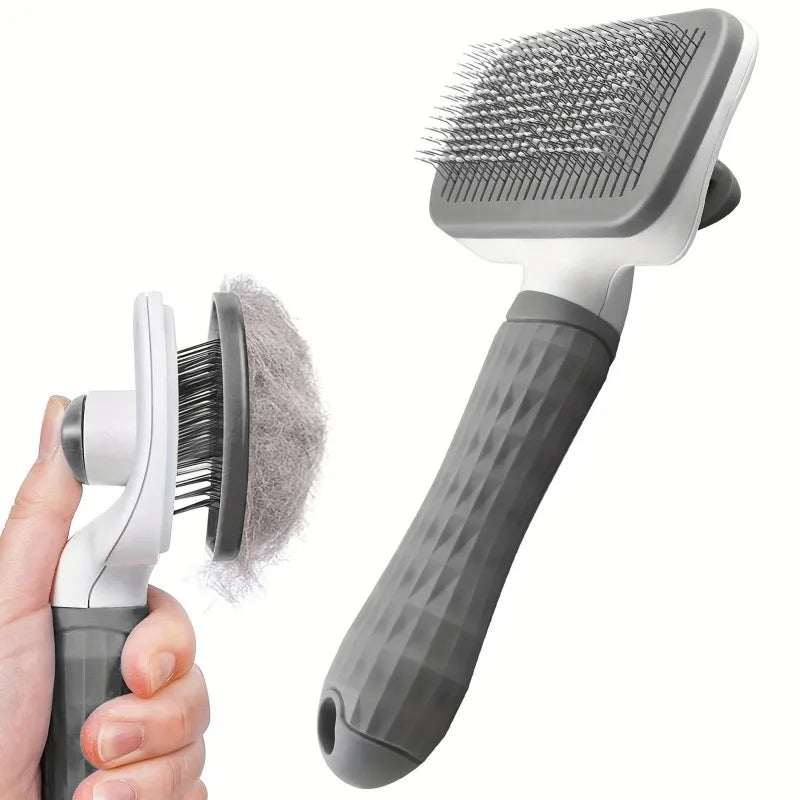 2-in-1 Grooming Brush - Massaging Deshedder, Easy Cleanup
