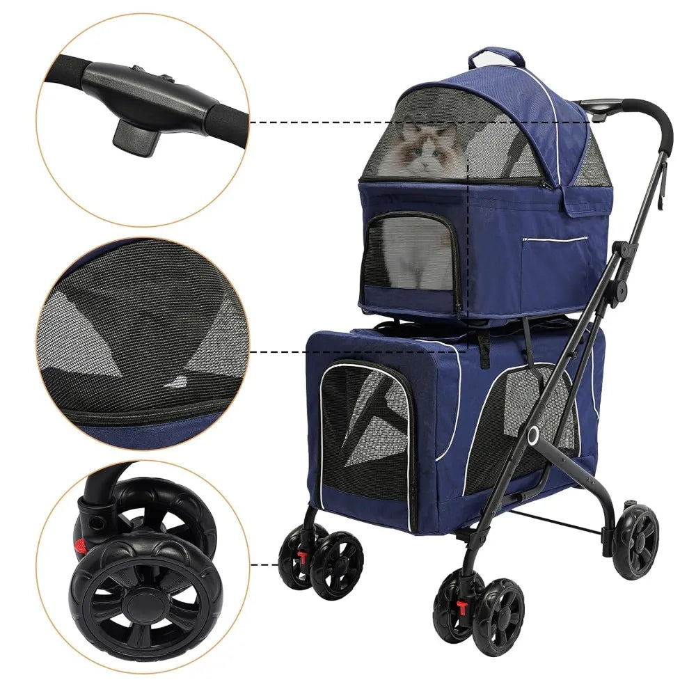 Folding Double Jogging Stroller, Detachable,  Single Cup Holder