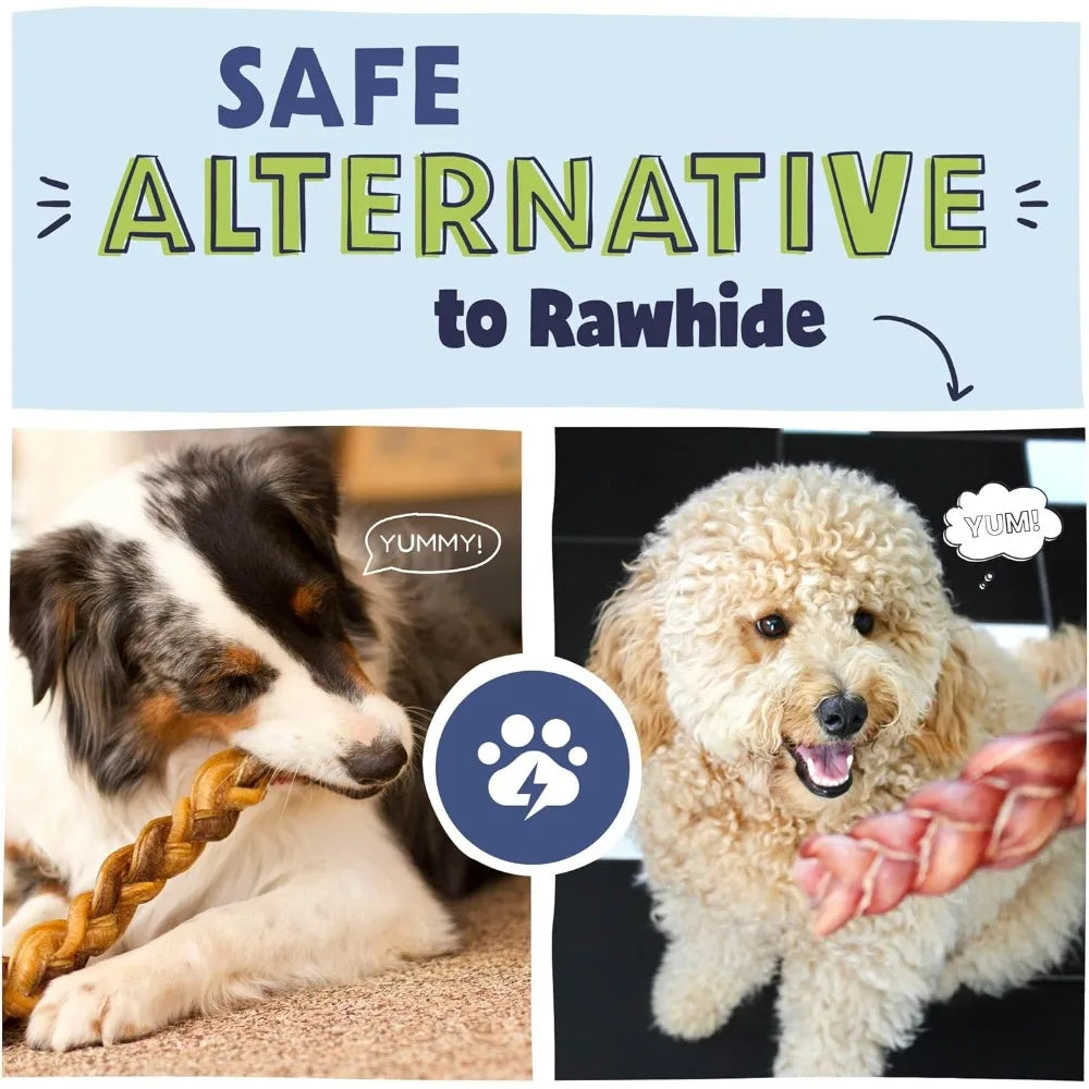 Natural 12" Braided Bully Sticks Rawhide-Free, Single Ingredient Treat