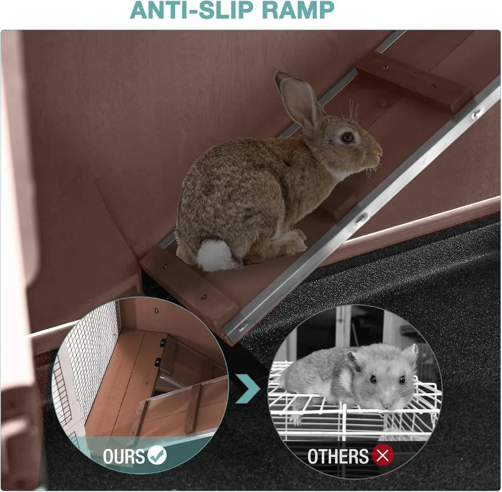 Rabbit Hutch for Guinea Pig with Sliding Plastic Trays,