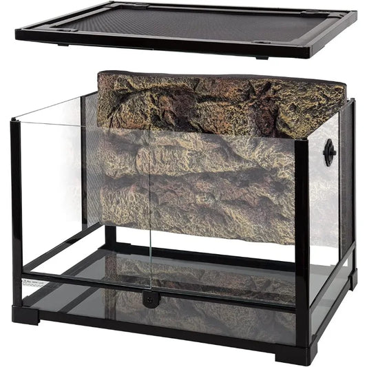 34 Gallon Large Glass Terrarium,Double Hinge Door Screen Ventilation