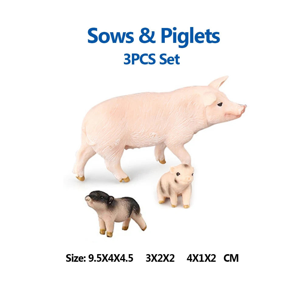 Toy Animals Figures Pig Sows Piglets Wild Boar Warthog Models Farm Animal figurines Action Figure Kids Gifts Children Toys Games