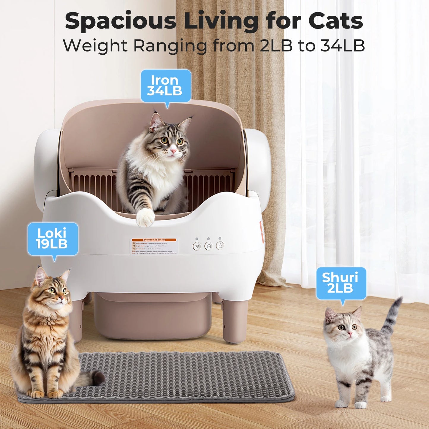 Self Cleaning Litter Box, with APP Control, Odor-Free