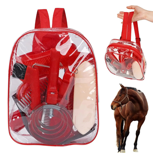 Horse Grooming Kit with Brushes,10 Pcs Horse Cleaning Tool Set with Tote Bag