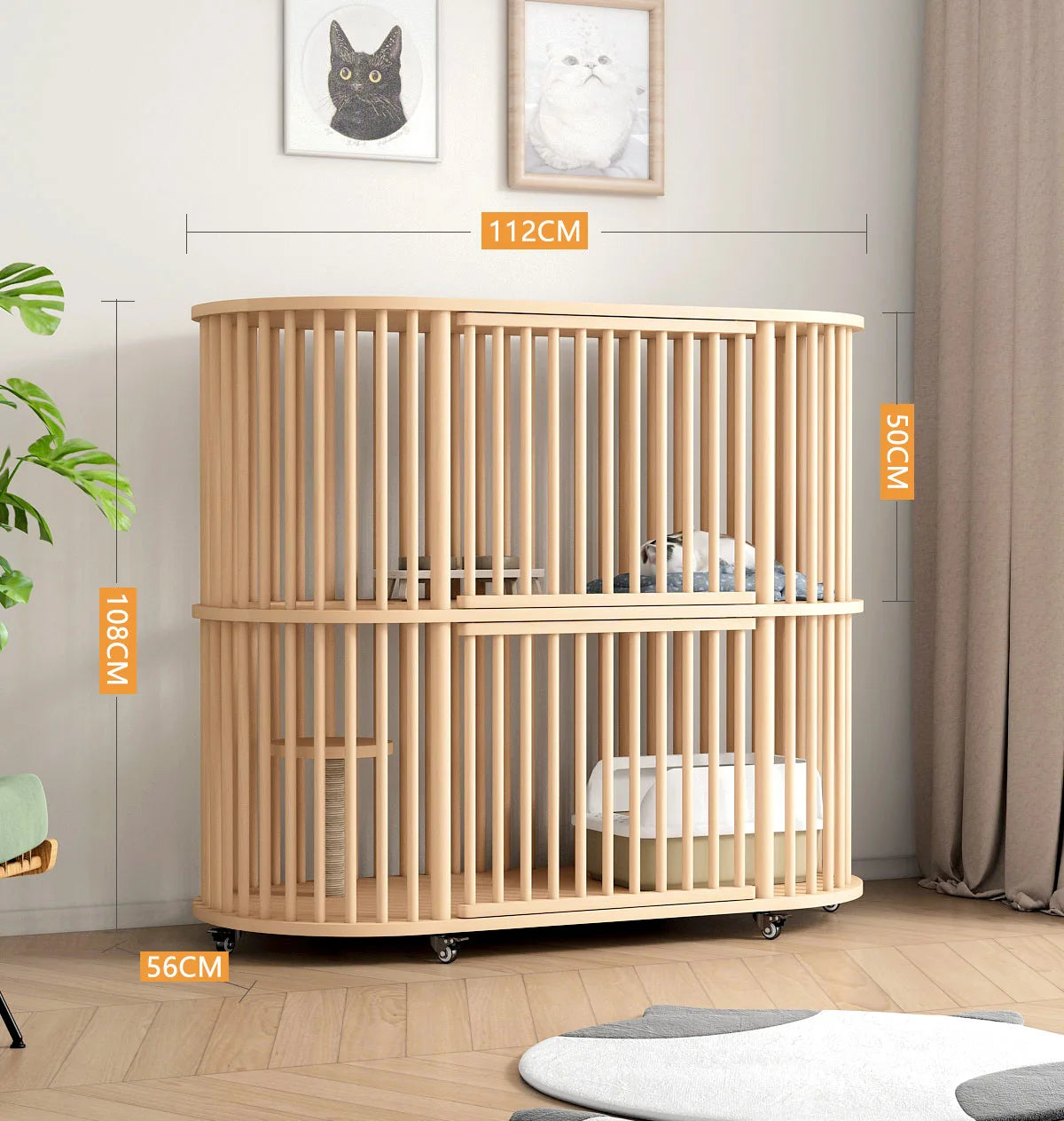 Wooden Pet Cage for Cats and Small Animals
