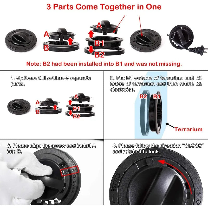 34 Gallon Large Glass Terrarium,Double Hinge Door Screen Ventilation