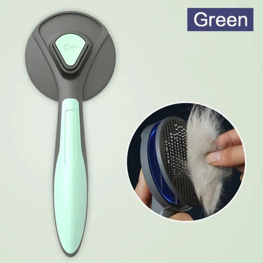 Dog - Cat Comb, Self Cleaning Brush with Curved Needle Teeth