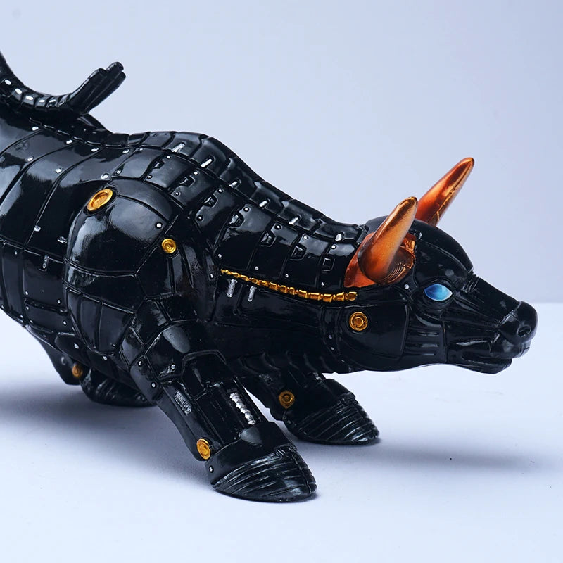 Black Bitcoin Bull Animal Statue And Figurines for Living Room or Desk