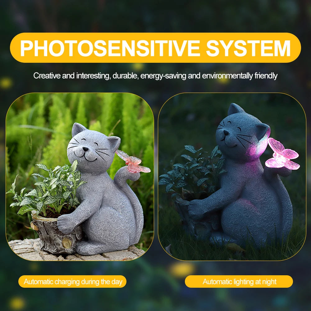 Solar Powered Animal Planter with Light Resin